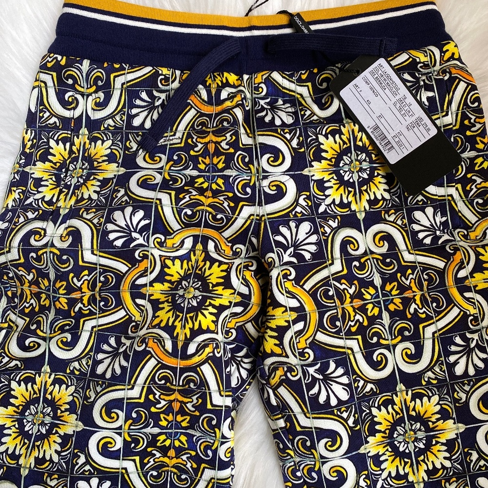 Boys’ Dolce & Gabbana Blue and Yellow Majolica T-Shirt & Shorts